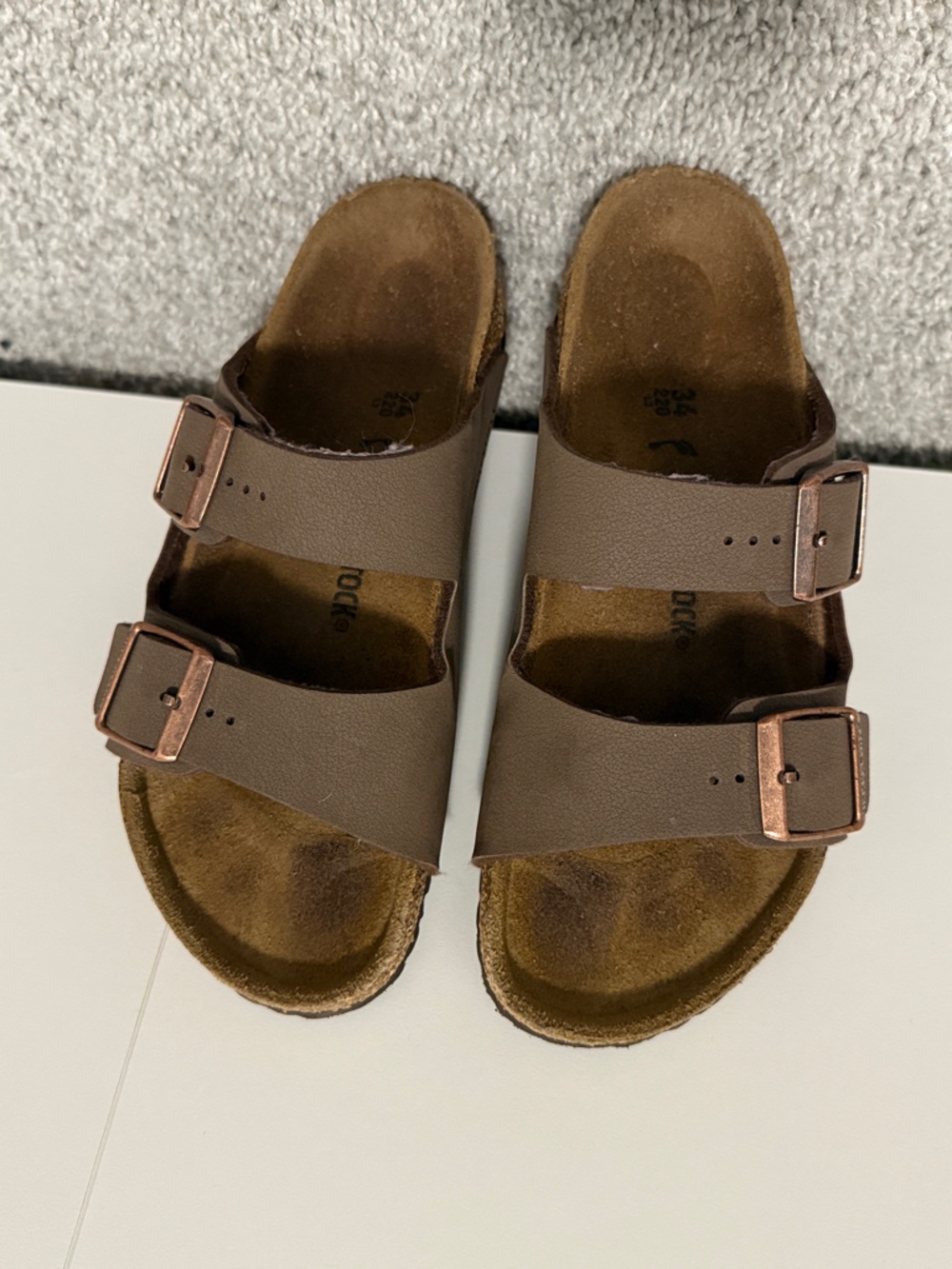 Birkenstock Brown Two-Buckle Slide Sandals